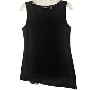 Dennis Basso Caviar Crepe Asymmetrical Chiffon Hem